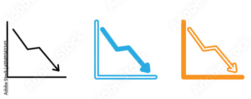 Collection of line graphs with downward trends in black blue and orange