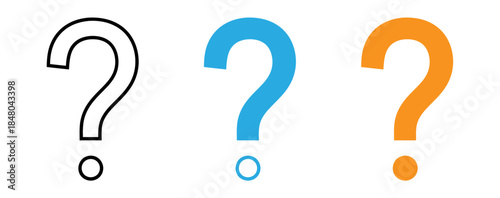 Colorful question marks on white background