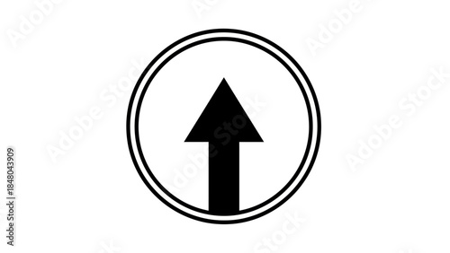 Simple black and white directional arrow symbol indicating upward movement or direction