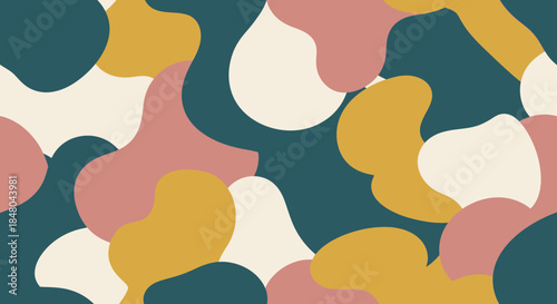 Abstract organic camouflage pattern with natural color palette