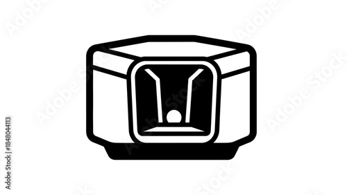 Simple line art illustration of a compact kitchen appliance with minimal details and modern design
