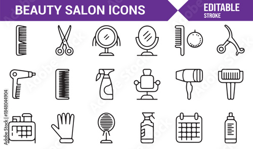 Vector beauty salon and cosmetic icons for UI and marketing