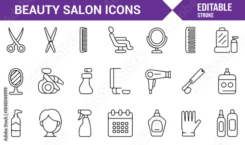 Minimal beauty and personal care symbols for salon design