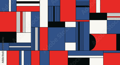 Geometric Shapes in Red Blue White.