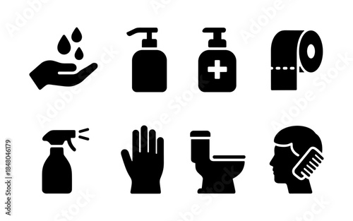 Set of hygiene and personal care icons for health and cleanliness