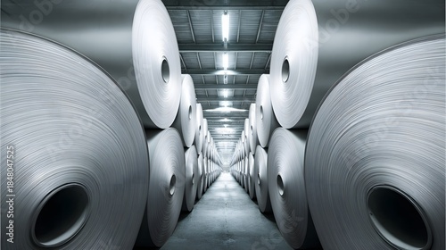 Wallpaper Mural Massive Rolls of Paper Stored in a Warehouse Industrial Storage Facility. Torontodigital.ca