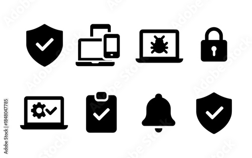 Collection of cybersecurity and digital security icons on a white background