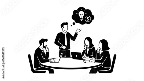 Business team brainstorming ideas for financial growth