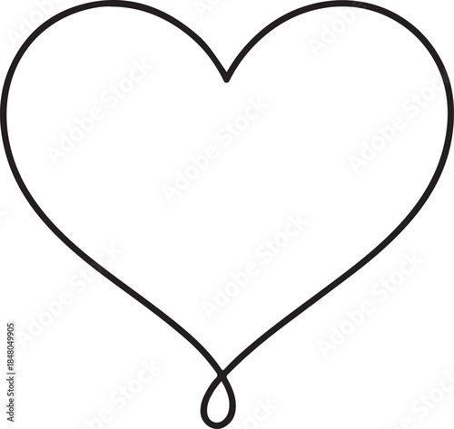 Heart hand drawn. Heart continuous line drawing