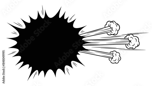 Explosive burst with speed lines and smoke clouds