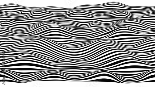 Black and white wavy striped abstract background