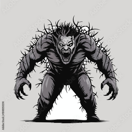 Ferocious monstrous werewolf creature snarling menacingly.