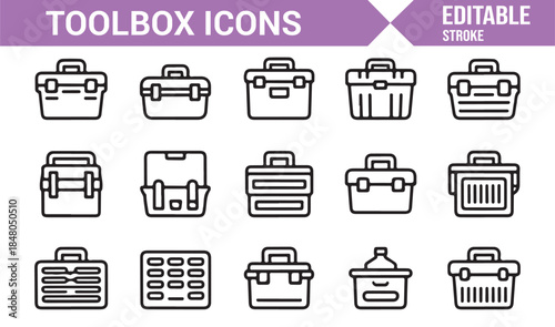 Minimal toolbox symbols for workshop and industrial design