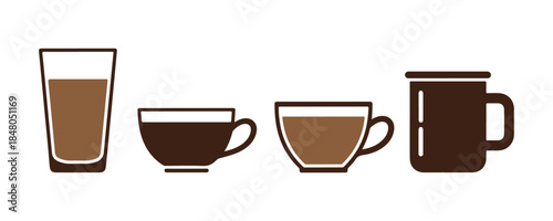 Coffee cup symbol in glyph. Tea cup icon. Juice symbol in glyph. Colorful coffee mug. Vector illustration

