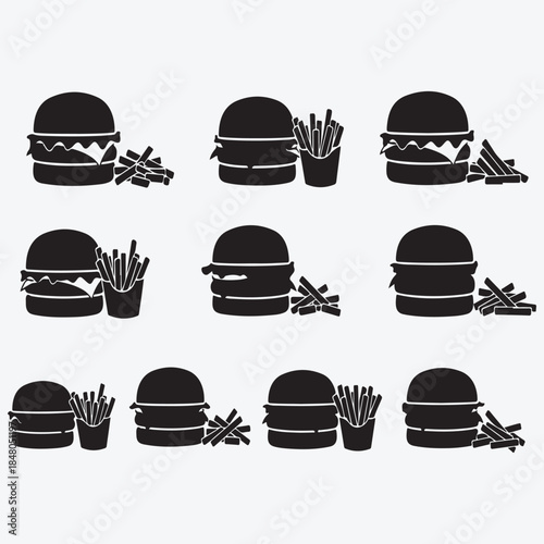 fast food icons set