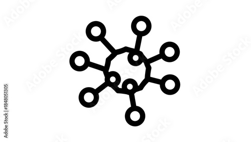 Simplified molecular structure diagram illustrating a central atom with multiple bonds radiating