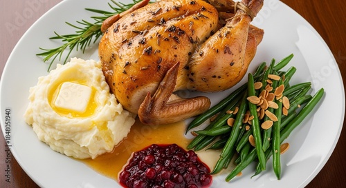 roasted chicken with potatoes and vegetables