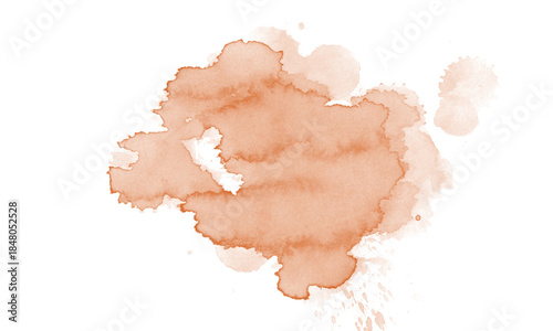 Reddish Brown Watercolor Blotch Texture on White Abstract Background.