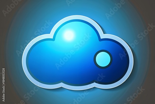 Cloud computing symbol with blue gradient and glowing effect