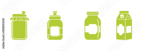 Bottle symbol. Milk bottle symbol. Set of milk jar symbols
