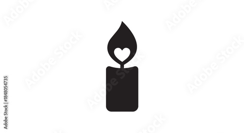 vector illustration of burning candle and match with flame