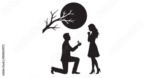 Silhouette of a girl holding a flower vector illustration