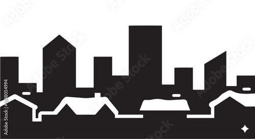 Abstract black city skyline vector illustration