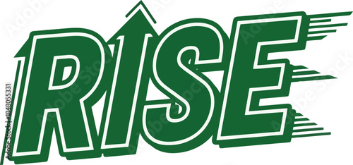 Green Rise Text with Arrow Logo Graphic.