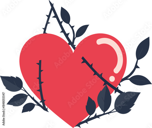 장미가시가 박혀있는 하트