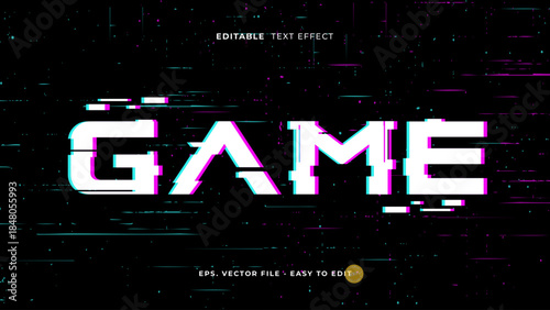 Modern Game Glitch Digital Editable Text Effect