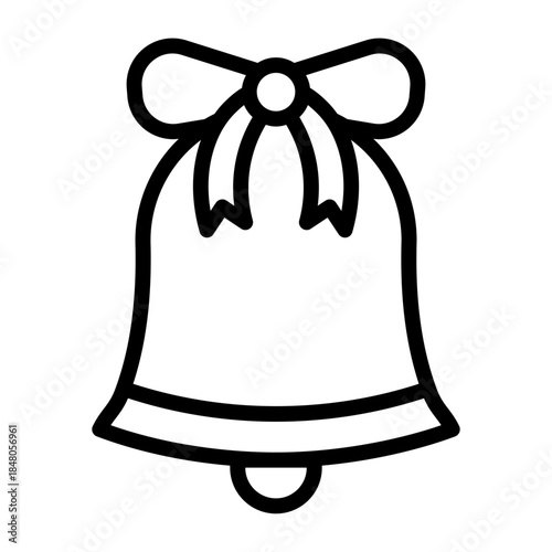 Christmas Bell Icon With Festive Bow Detailed Vector Graphic Clean Lines