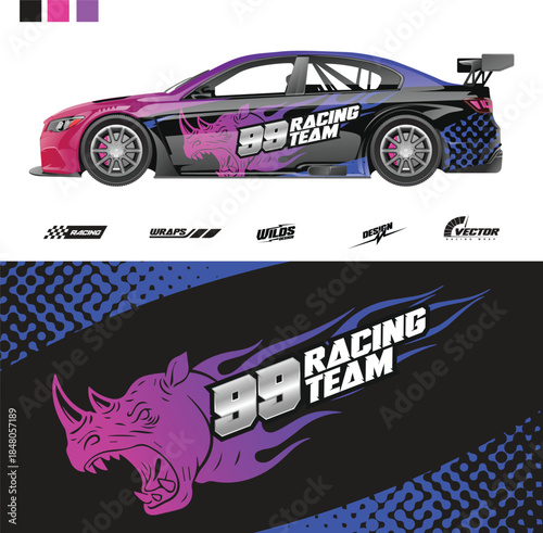 Modern Car Sticker Decal Vector Set for Automotive Vinyl, Racing and Custom Vehicle Graphics