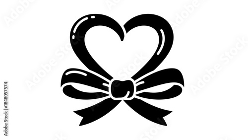 Stylized Heart Shape with Ribbon Bow Illustration for Romantic Themes or Celebrations