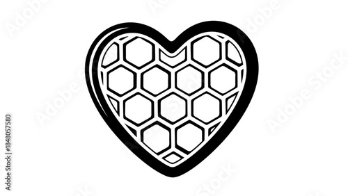 Stylized heart shape with honeycomb pattern representing love and sweetness