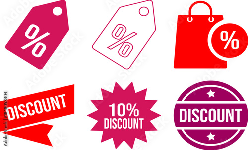 Colorful Discount Icons Collection for Marketing Promotions