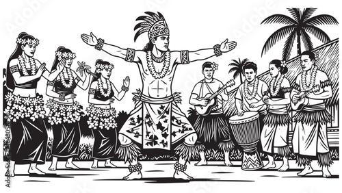 Traditional tribal dancers perform outdoors at a festive cultural gathering.