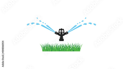Automatic lawn sprinkler system irrigates a vibrant green patch of grass, providing essential hydration for a healthy and flourishing landscape.