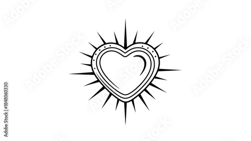 Stylized illustrative heart with radiant rays emanating outward symbolizing love and energy