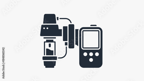 Stylized Laboratory Microscope Connected to Digital Device Concept Illustration