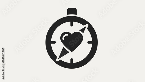 Symbolic Heart within Stopwatch Representing Time and Love Connection