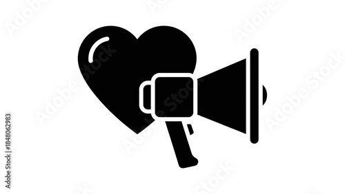 Symbolic Representation of Love and Advocacy with a Heart and Megaphone Icon