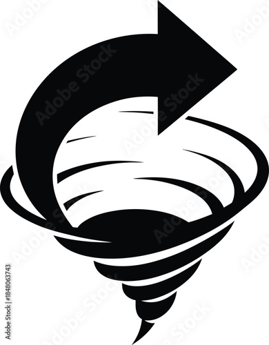 Black and white tornado icon
