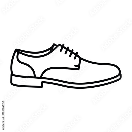 Simple black and white line drawing of a classic dress shoe