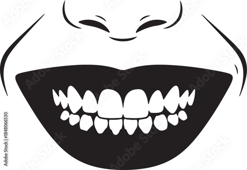 A large smiling mouth with prominent teeth and whiskers on the sides also transparent background smile