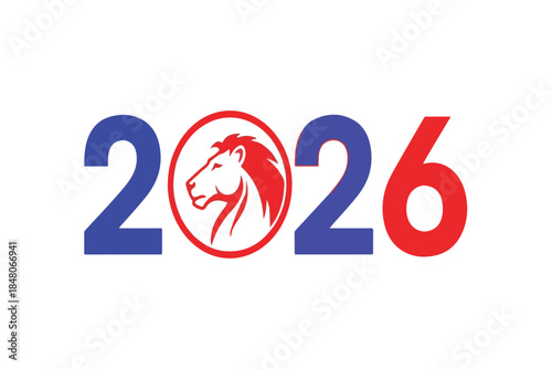 Unique 2026 typography with animal head illustration delivering strong identity style for marketing, social media posts and digital campaigns.