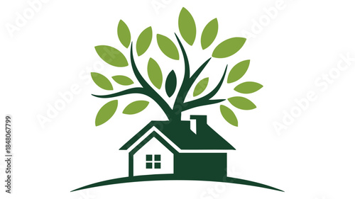 House under green tree Vector
