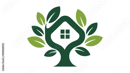 Tree with house symbol Vector