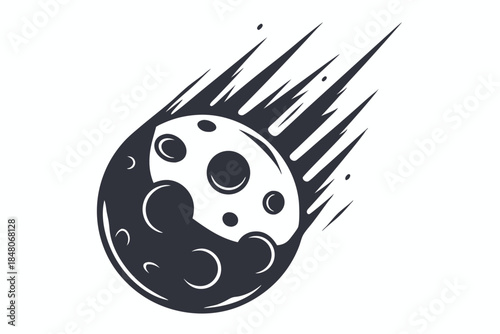 Lunar Surface Silhouette Black and White Celestial Body Crater Landscape Icon