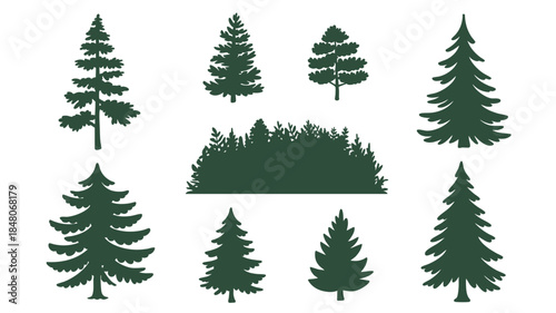 Collection of pine tree silhouettes Vector
