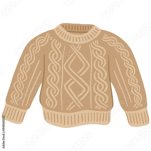 Fotografija crochet sweater or pullover with cable knit pattern for cozy vibe flat doodle ha